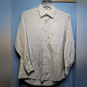 Pierre Cardin men's M 32/33 light gray long sleeve button down dress shirt